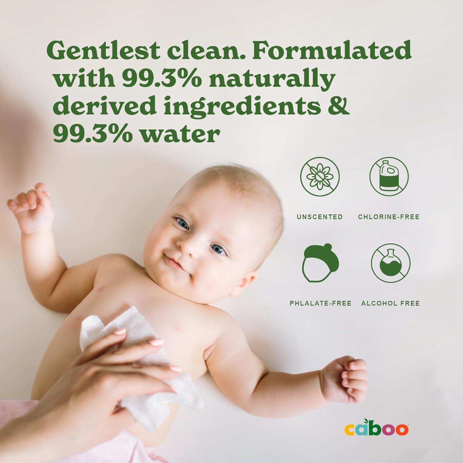 image:imageCaboo Baby Wipes Made with Bamboo Viscose Certified Made Safe Ingredients Unscented Baby Wipes Good for Sensitive Skin 72 Wipes Per Travel Pack Total of 216 Wet WipesUnscented