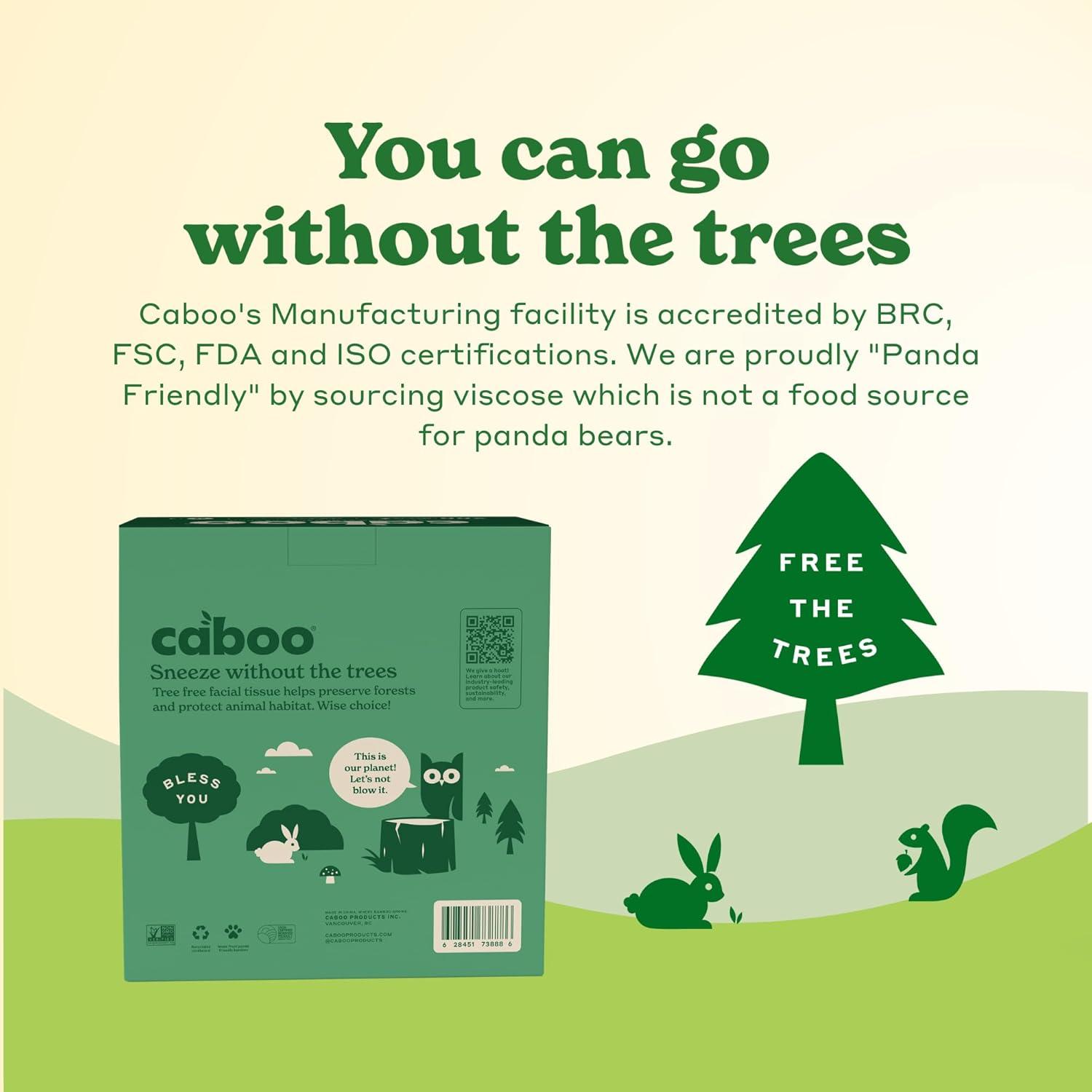 image:imageCaboo Tree Free Facial Tissue Paper Tissue Box with 60 Sheets Per Cube Total of 6 Cubes 360 Total Tissues4 Cube Boxes with Lotion