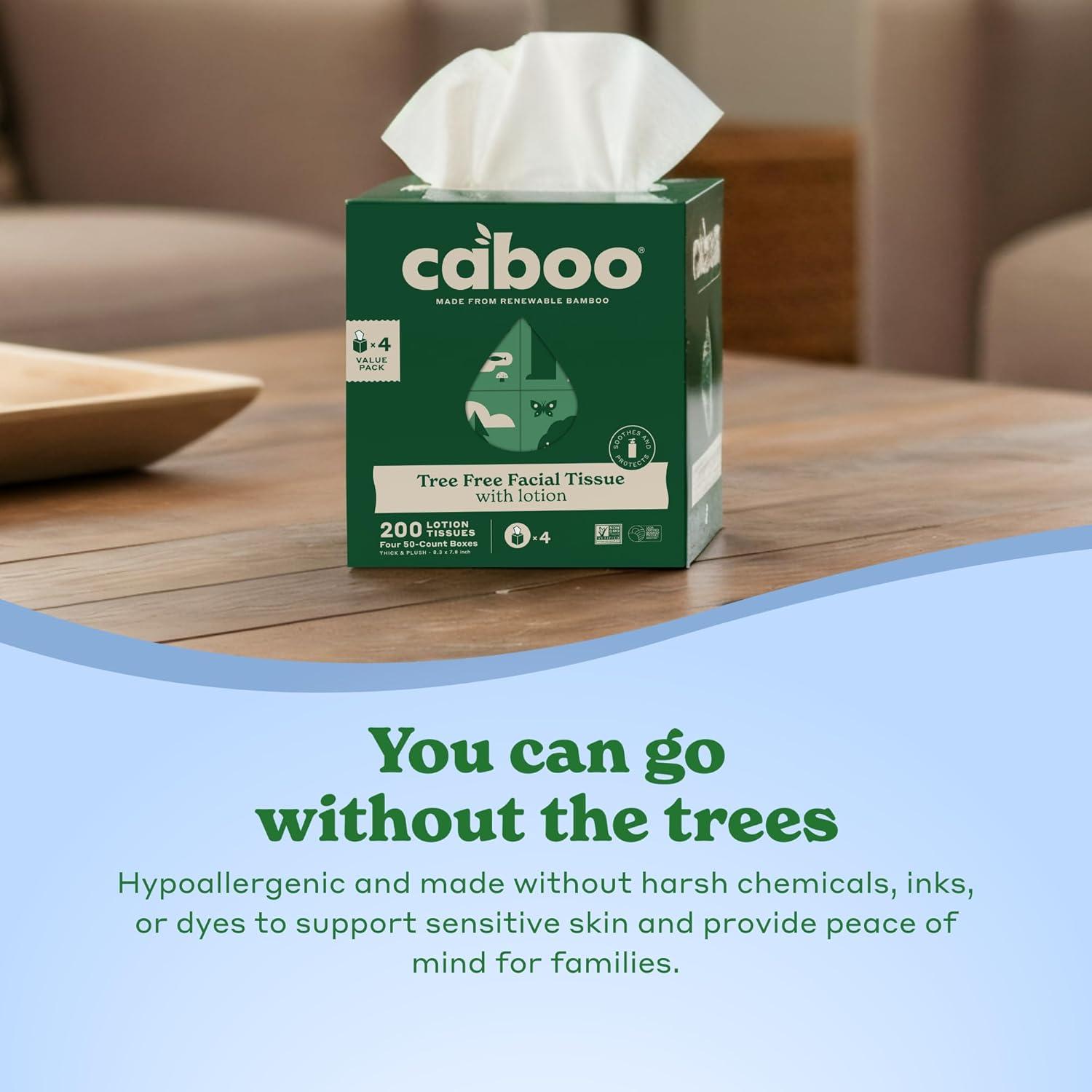 image:imageCaboo Tree Free Facial Tissue Paper Tissue Box with 60 Sheets Per Cube Total of 6 Cubes 360 Total Tissues4 Cube Boxes with Lotion