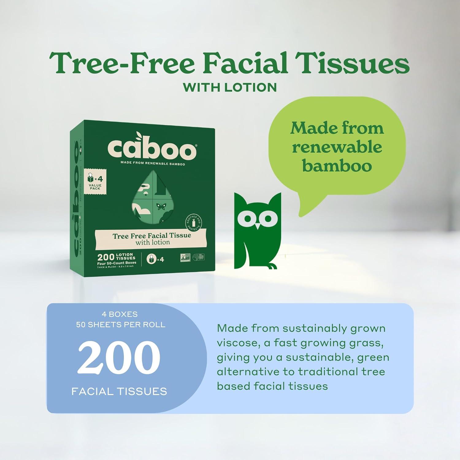 image:imageCaboo Tree Free Facial Tissue Paper Tissue Box with 60 Sheets Per Cube Total of 6 Cubes 360 Total Tissues4 Cube Boxes with Lotion