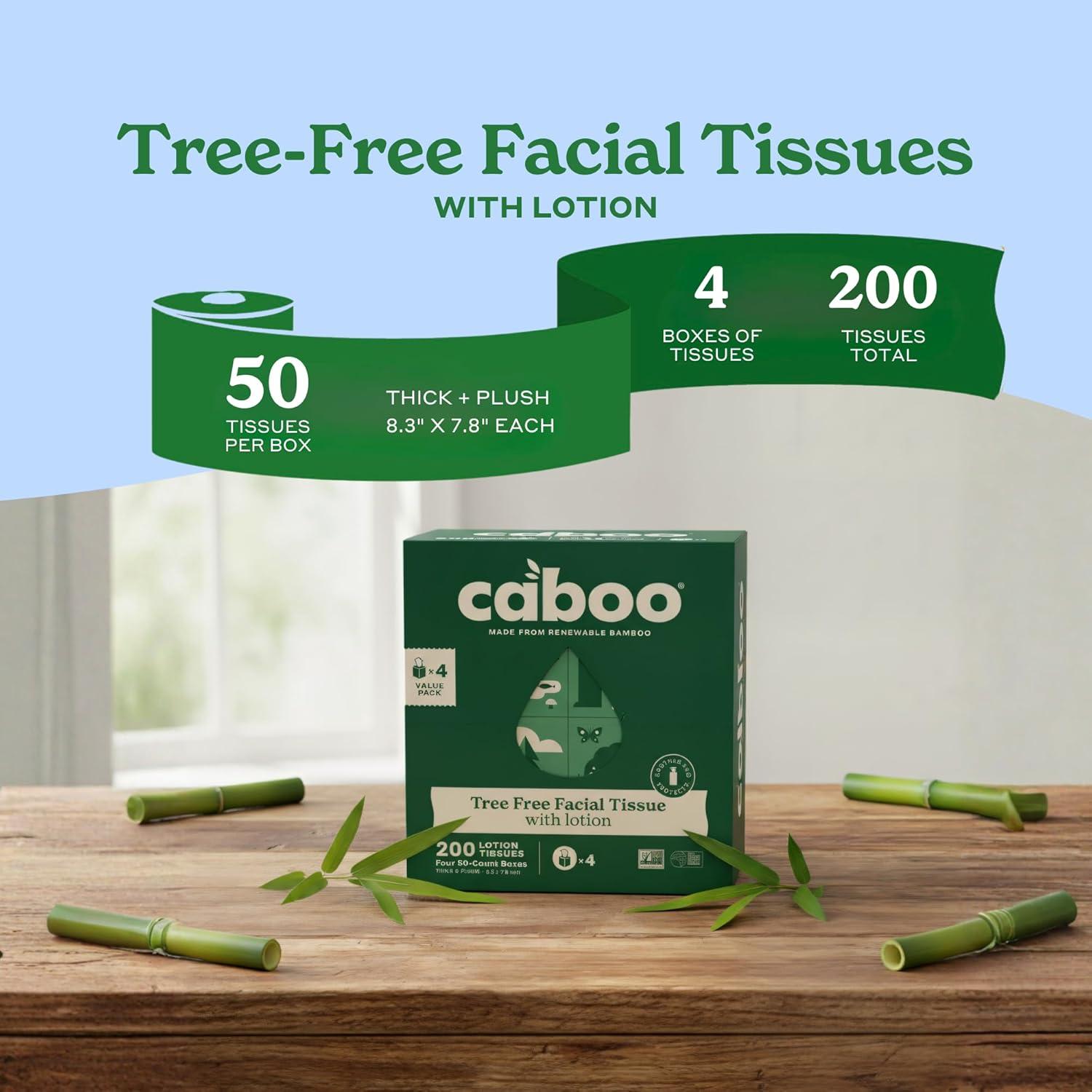 image:imageCaboo Tree Free Facial Tissue Paper Tissue Box with 60 Sheets Per Cube Total of 6 Cubes 360 Total Tissues4 Cube Boxes with Lotion