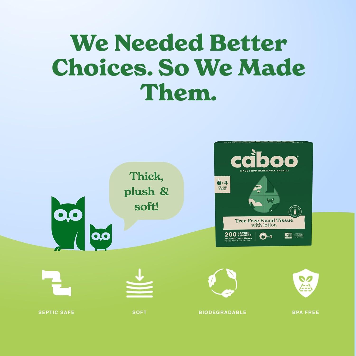 image:imageCaboo Tree Free Facial Tissue Paper Tissue Box with 60 Sheets Per Cube Total of 6 Cubes 360 Total Tissues4 Cube Boxes with Lotion