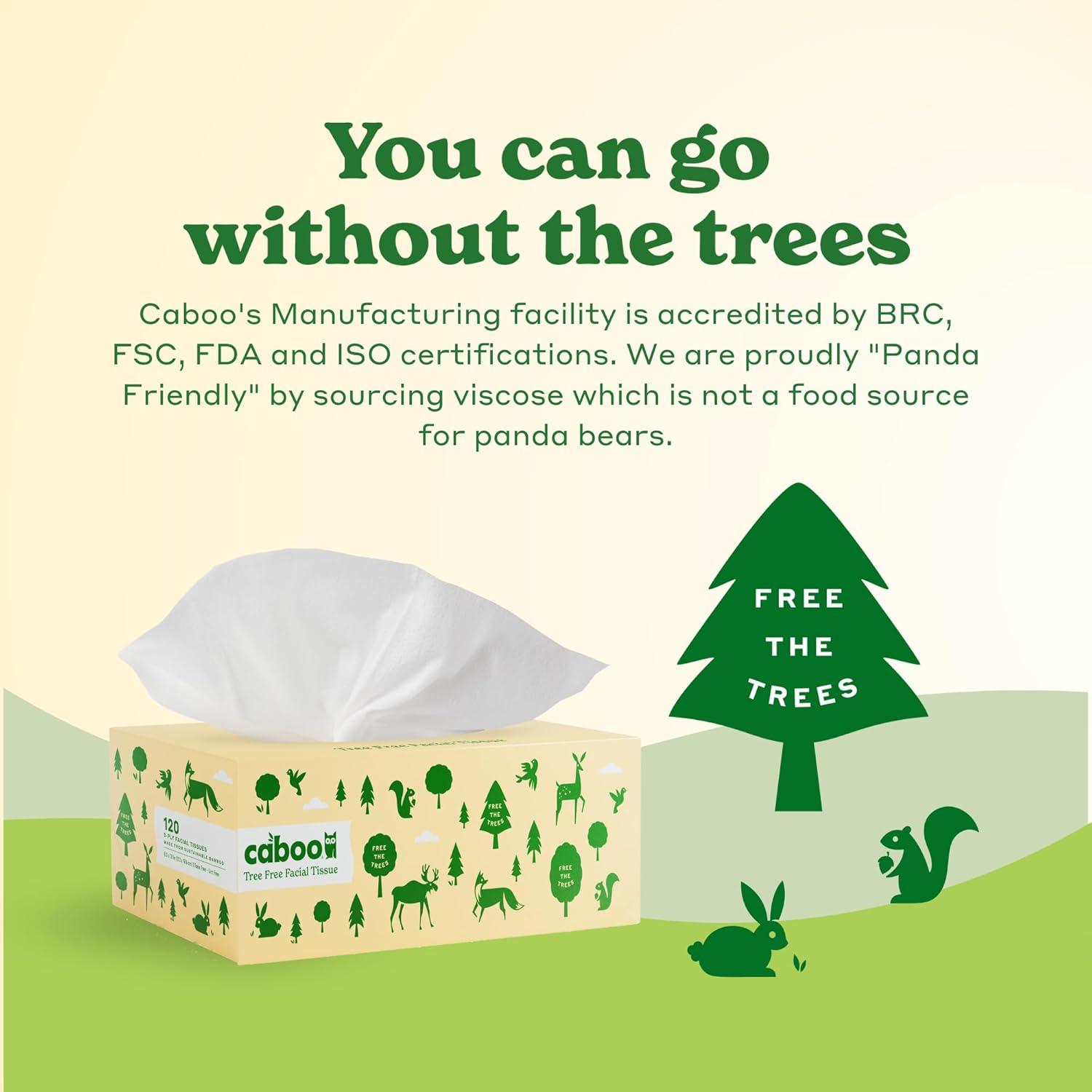 image:imageCaboo Tree Free Facial Tissue Paper Tissue Box with 60 Sheets Per Cube Total of 6 Cubes 360 Total Tissues4 Flat Boxes