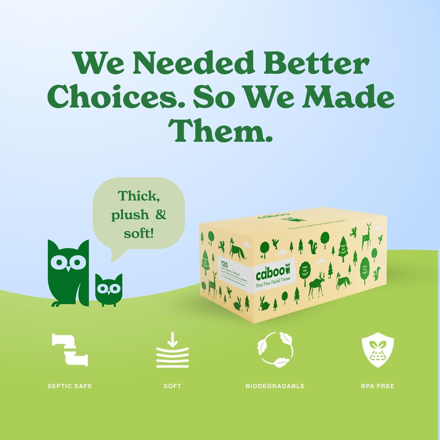 image:imageCaboo Tree Free Facial Tissue Paper Tissue Box with 60 Sheets Per Cube Total of 6 Cubes 360 Total Tissues4 Flat Boxes