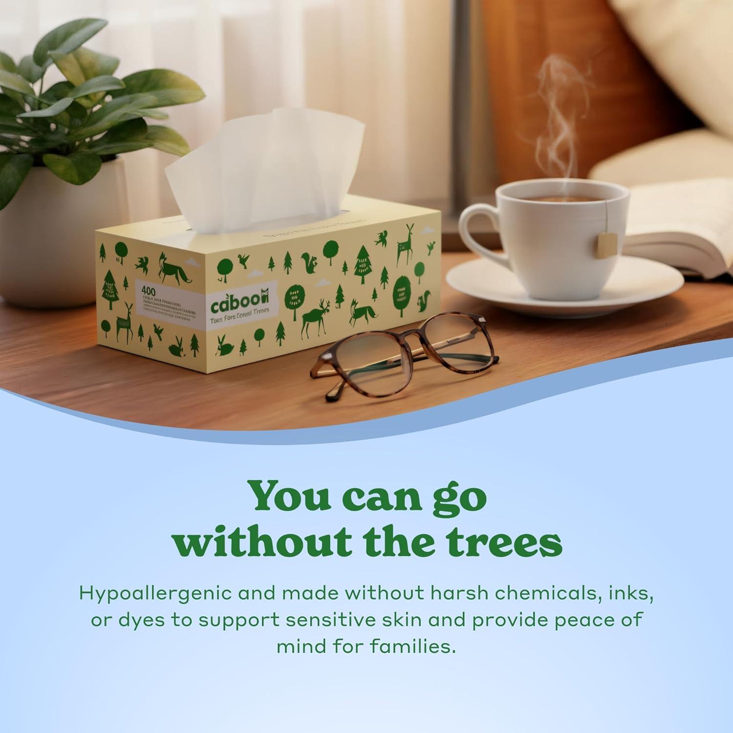 image:imageCaboo Tree Free Facial Tissue Paper Tissue Box with 60 Sheets Per Cube Total of 6 Cubes 360 Total Tissues4 Flat Boxes