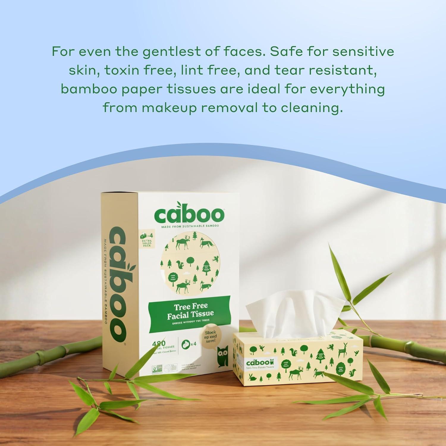 image:imageCaboo Tree Free Facial Tissue Paper Tissue Box with 60 Sheets Per Cube Total of 6 Cubes 360 Total Tissues4 Flat Boxes