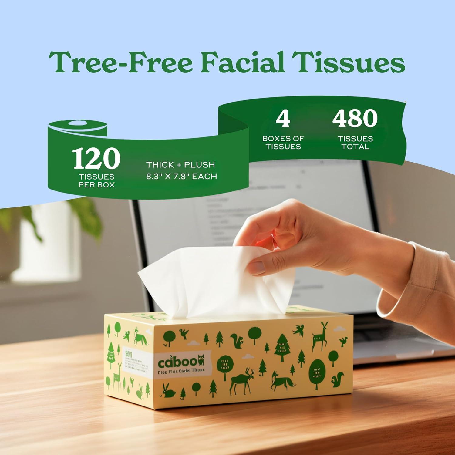 image:imageCaboo Tree Free Facial Tissue Paper Tissue Box with 60 Sheets Per Cube Total of 6 Cubes 360 Total Tissues4 Flat Boxes