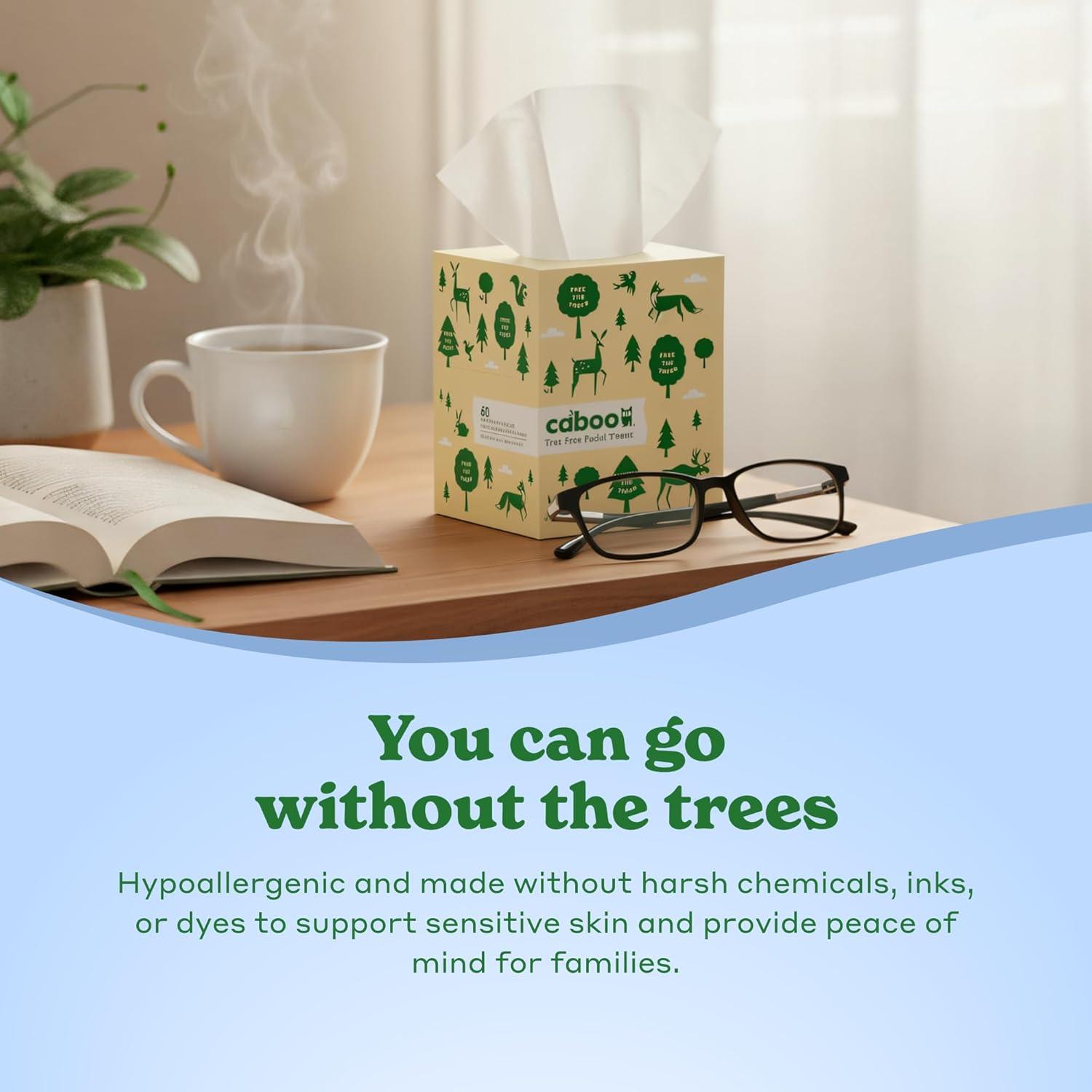 image:imageCaboo Tree Free Facial Tissue Paper Tissue Box with 60 Sheets Per Cube Total of 6 Cubes 360 Total Tissues6 Cube Boxes
