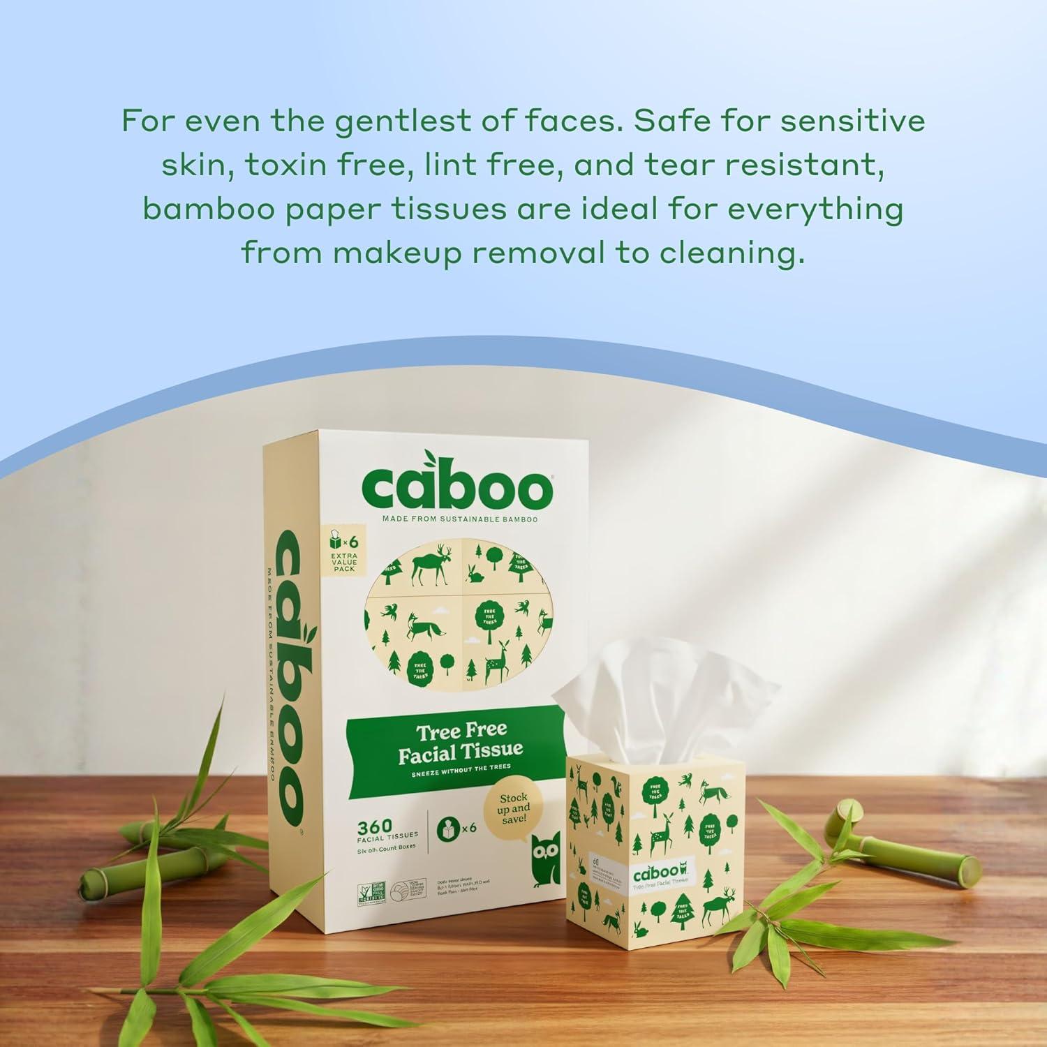 image:imageCaboo Tree Free Facial Tissue Paper Tissue Box with 60 Sheets Per Cube Total of 6 Cubes 360 Total Tissues6 Cube Boxes