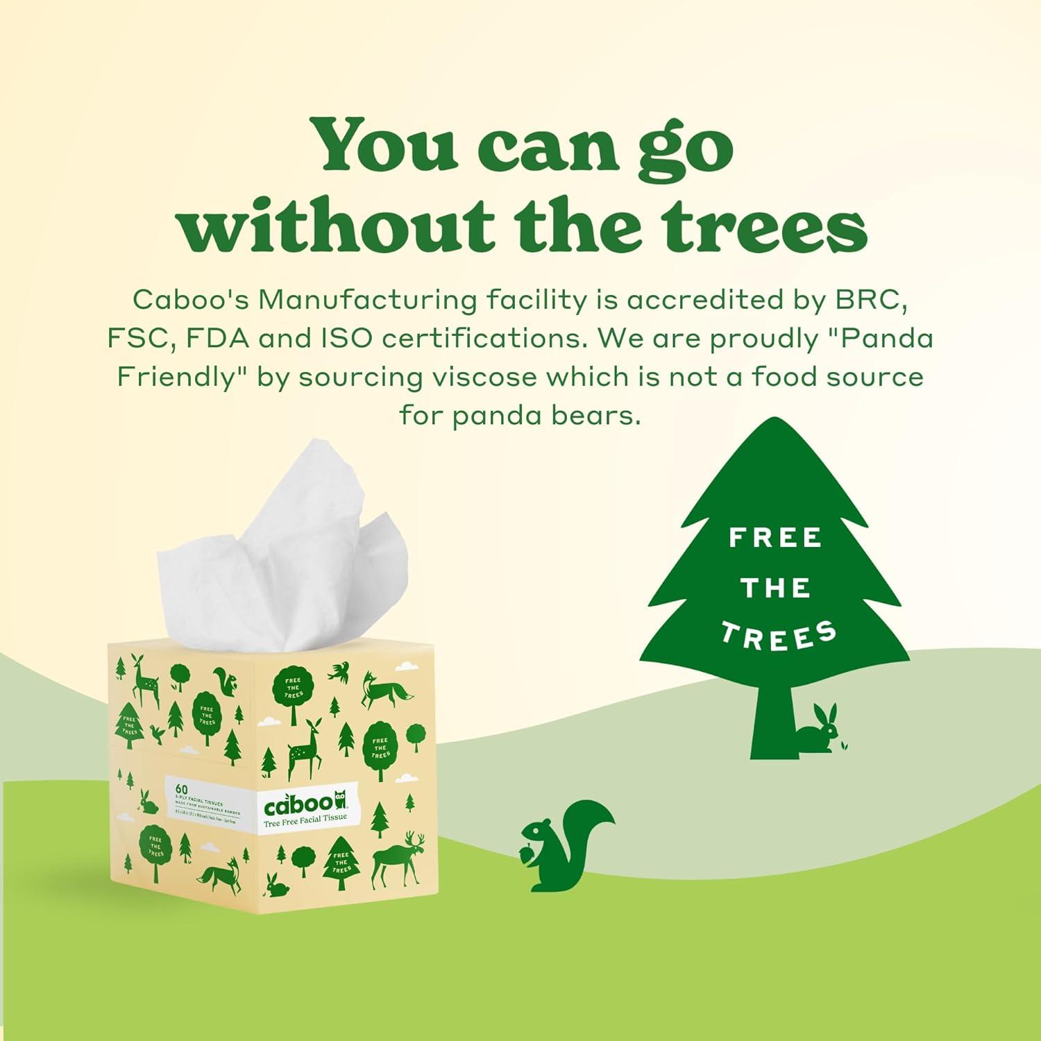 image:imageCaboo Tree Free Facial Tissue Paper Tissue Box with 60 Sheets Per Cube Total of 6 Cubes 360 Total Tissues6 Cube Boxes