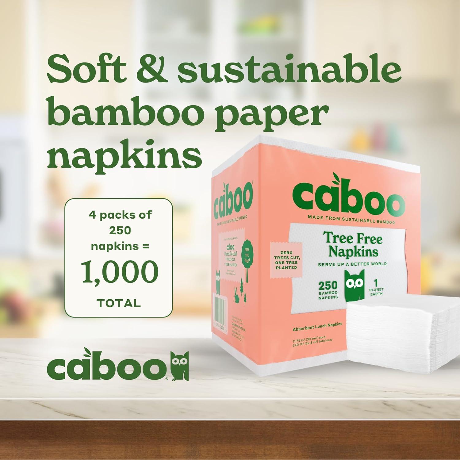 image:imageCaboo Tree Free Napkins 4 Packs of 250 1000 Total Napkins Sustainable amp Disposable Kitchen Napkin250 Count Pack of 4