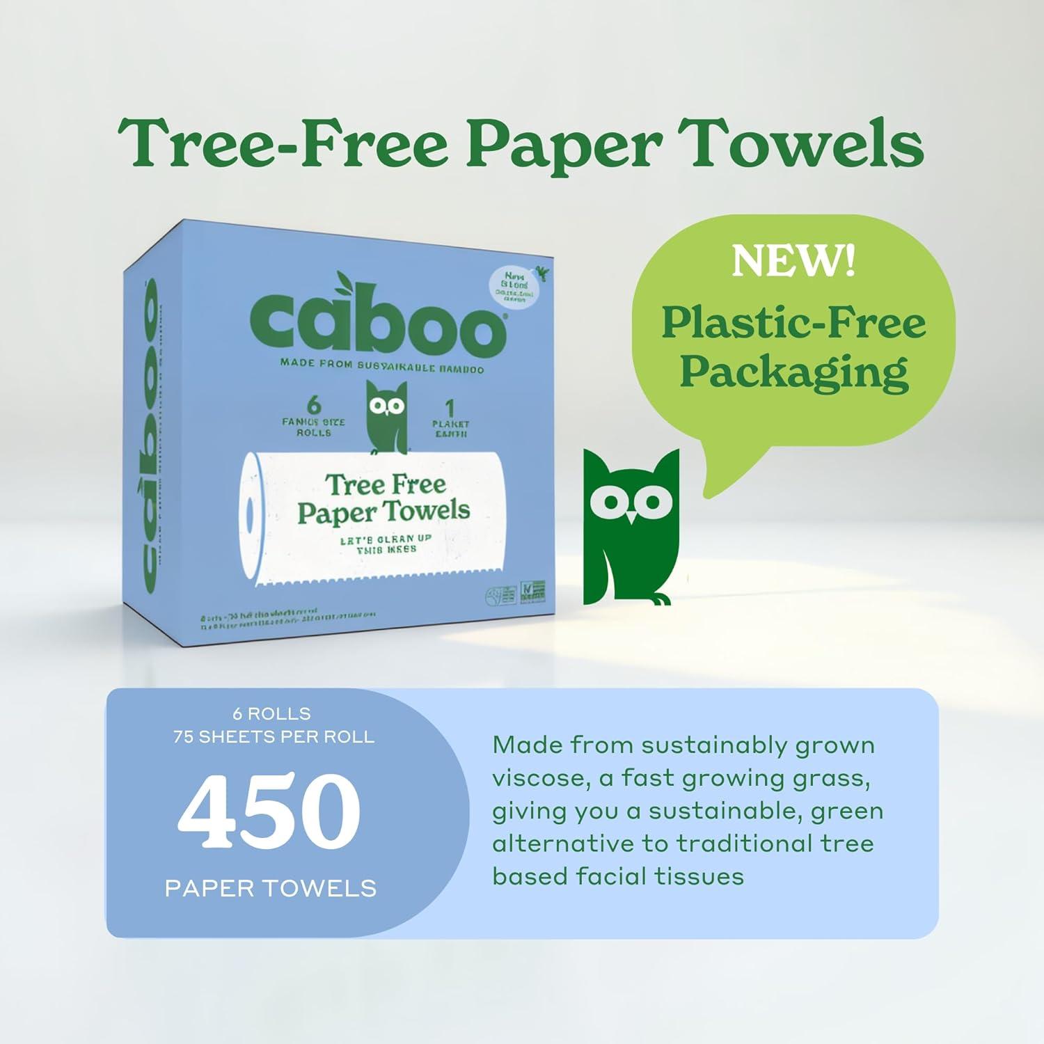 image:imageCaboo Tree Free Paper Towels 8 Rolls Earth Friendly Sustainable Kitchen Paper Towels with Strong 2 PlyWhite