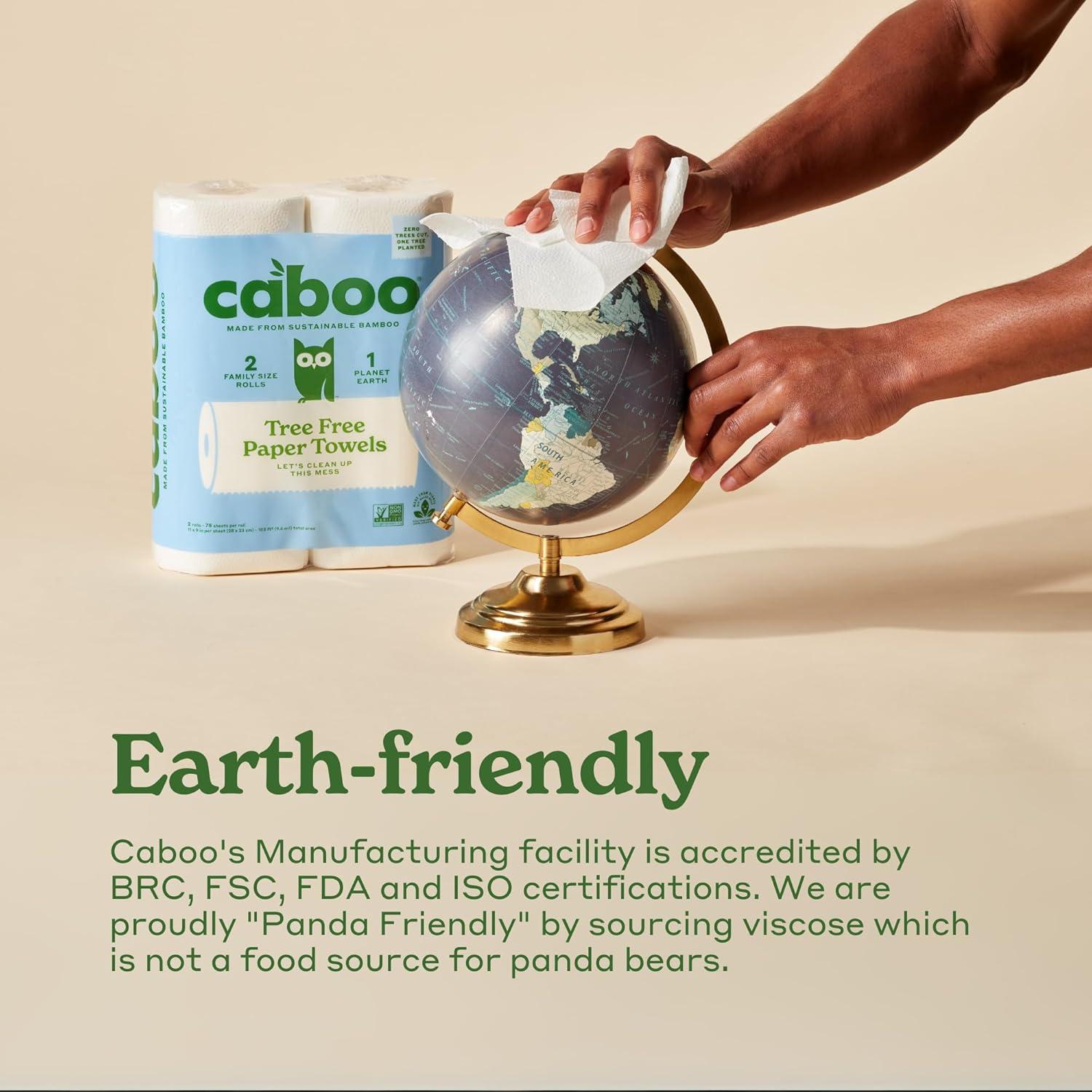 image:imageCaboo Tree Free Paper Towels 8 Rolls Earth Friendly Sustainable Kitchen Paper Towels with Strong 2 PlyWhite