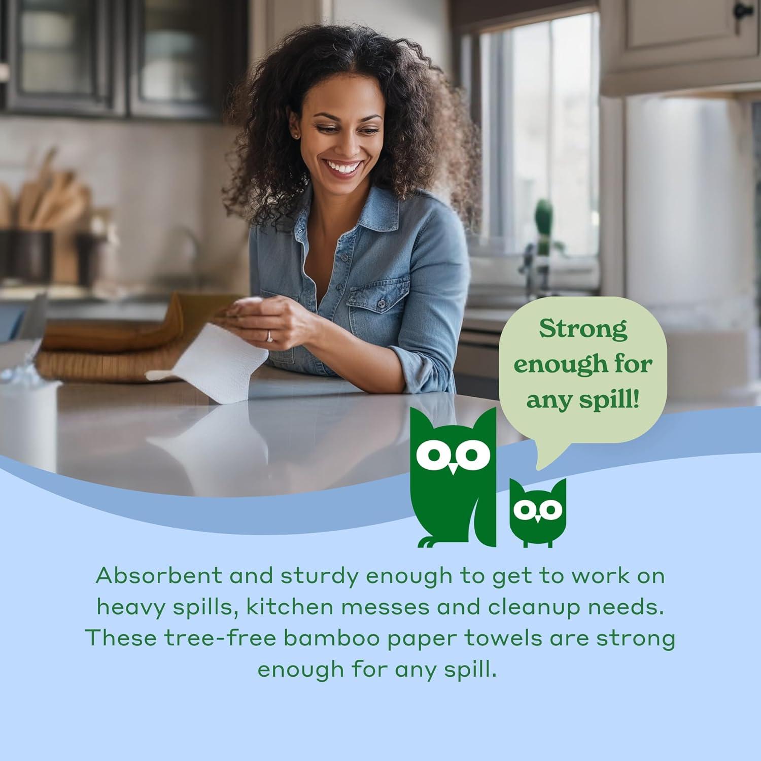 image:imageCaboo Tree Free Paper Towels 8 Rolls Earth Friendly Sustainable Kitchen Paper Towels with Strong 2 PlyWhite