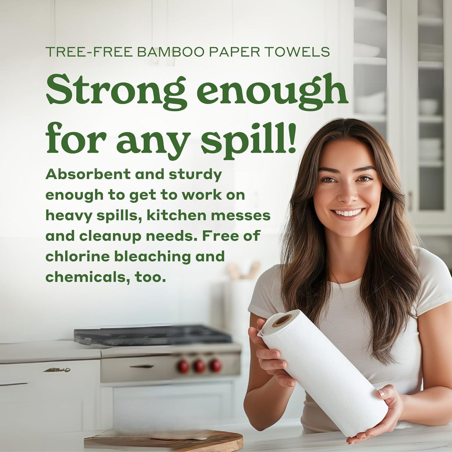 image:imageCaboo Tree Free Paper Towels 8 Rolls Earth Friendly Sustainable Kitchen Paper Towels with Strong 2 PlyWhite
