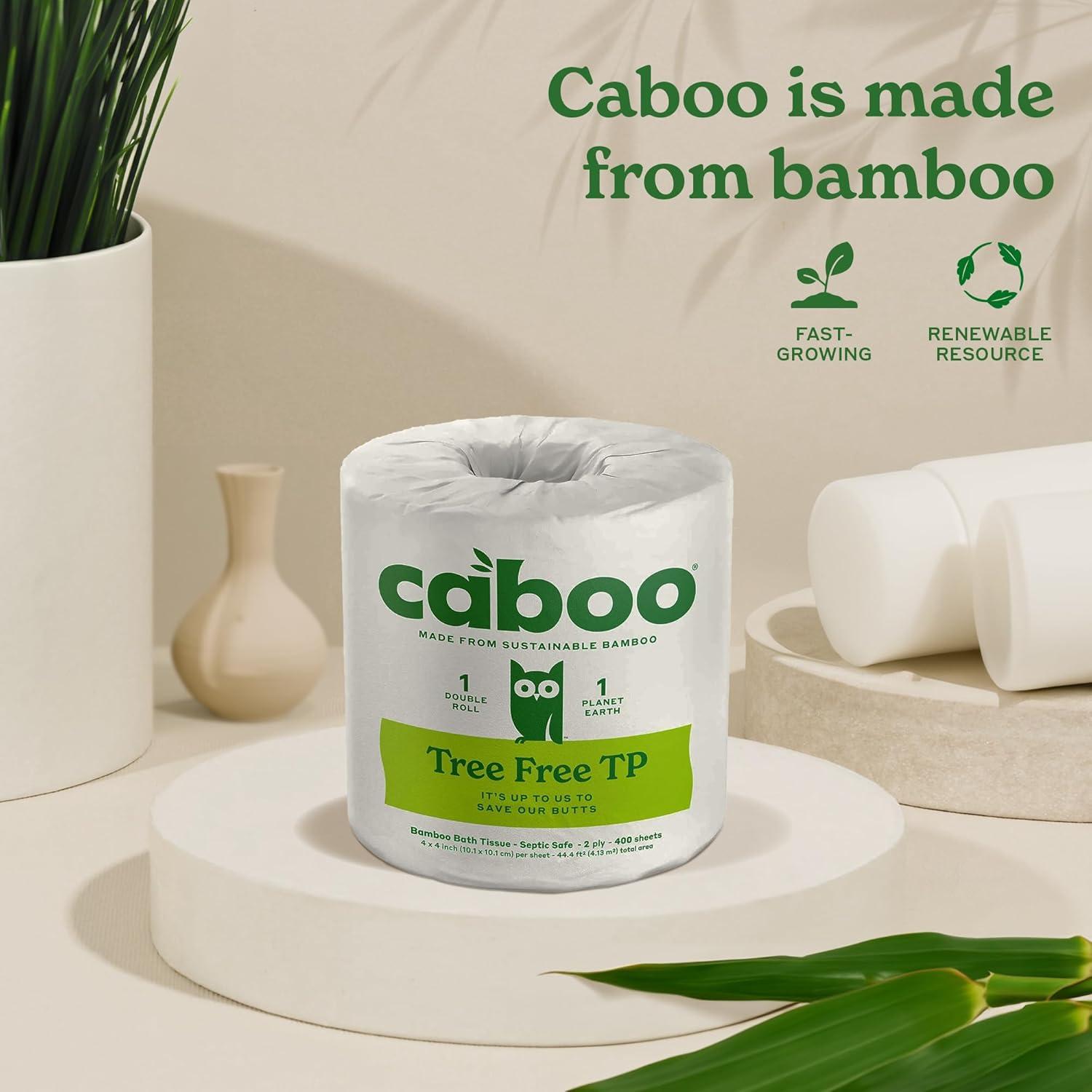 image:imageCaboo Tree Free Toilet Paper Septic Safe Eco Friendly Chemical Free Non Toxic 2 Ply Toilet Tissue Pack of 24 Double Rolls 300 Sheets Per Roll16 Count Pack of 1