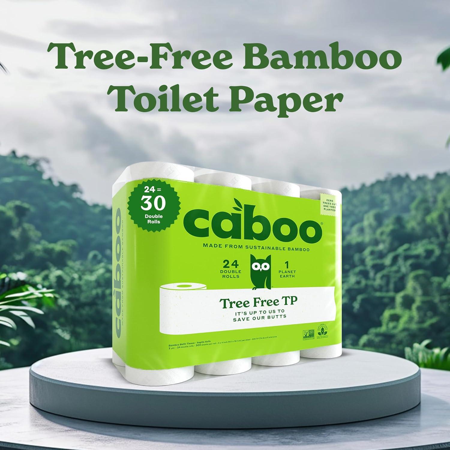 image:imageCaboo Tree Free Toilet Paper Septic Safe Eco Friendly Chemical Free Non Toxic 2 Ply Toilet Tissue Pack of 24 Double Rolls 300 Sheets Per Roll24 Count Pack of 1