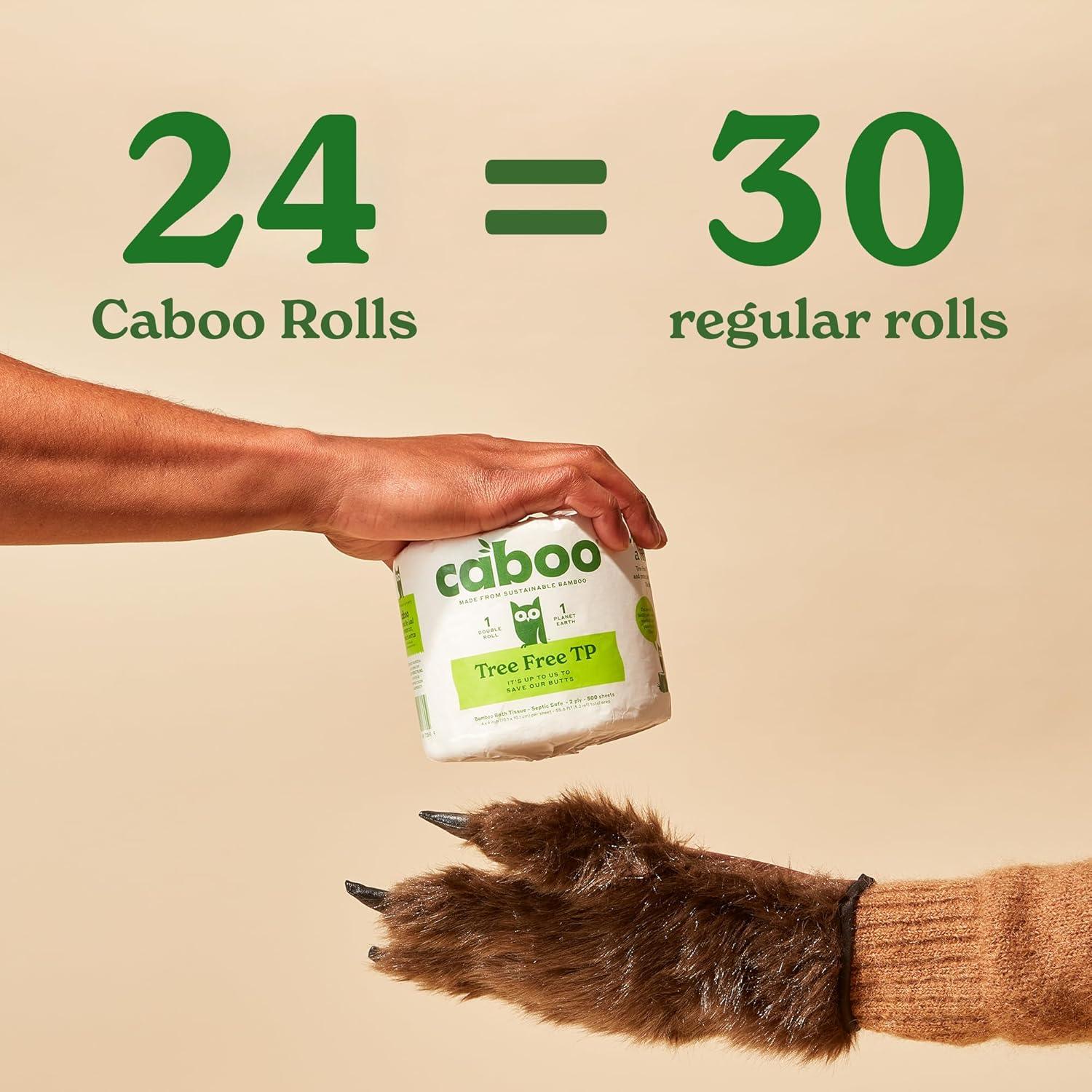 image:imageCaboo Tree Free Toilet Paper Septic Safe Eco Friendly Chemical Free Non Toxic 2 Ply Toilet Tissue Pack of 24 Double Rolls 300 Sheets Per Roll24 Count Pack of 1