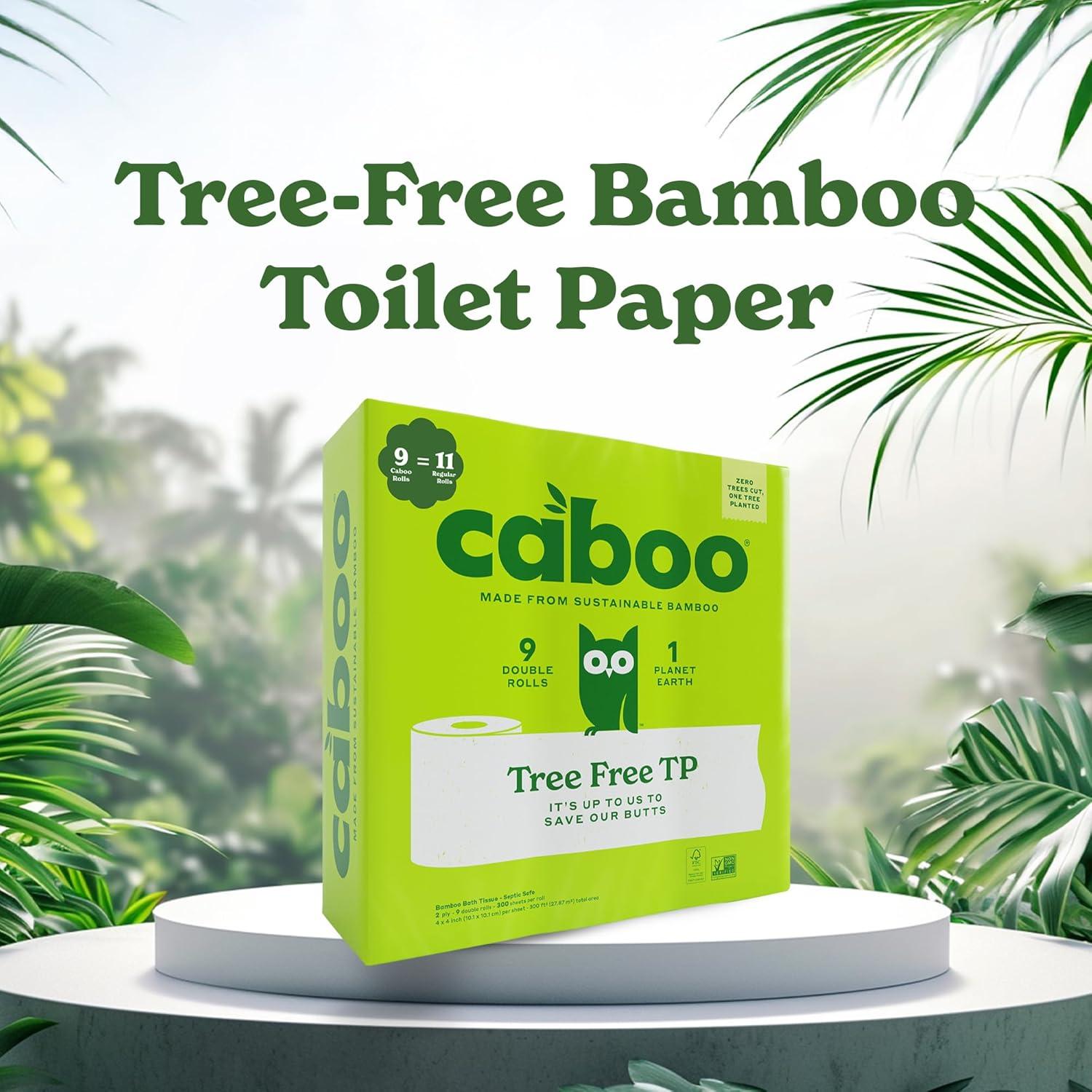 image:imageCaboo Tree Free Toilet Paper Septic Safe Eco Friendly Chemical Free Non Toxic 2 Ply Toilet Tissue Pack of 24 Double Rolls 300 Sheets Per Roll9 Count Pack of 1