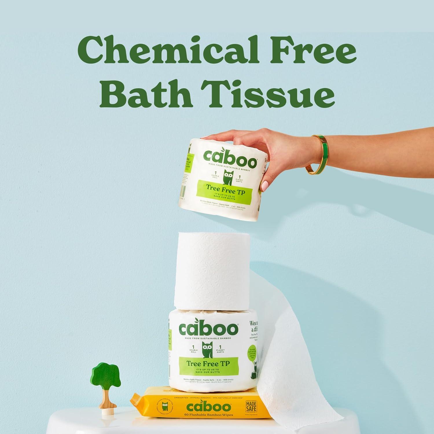 image:imageCaboo Tree Free Toilet Paper Septic Safe Eco Friendly Chemical Free Non Toxic 2 Ply Toilet Tissue Pack of 24 Double Rolls 300 Sheets Per Roll9 Count Pack of 1
