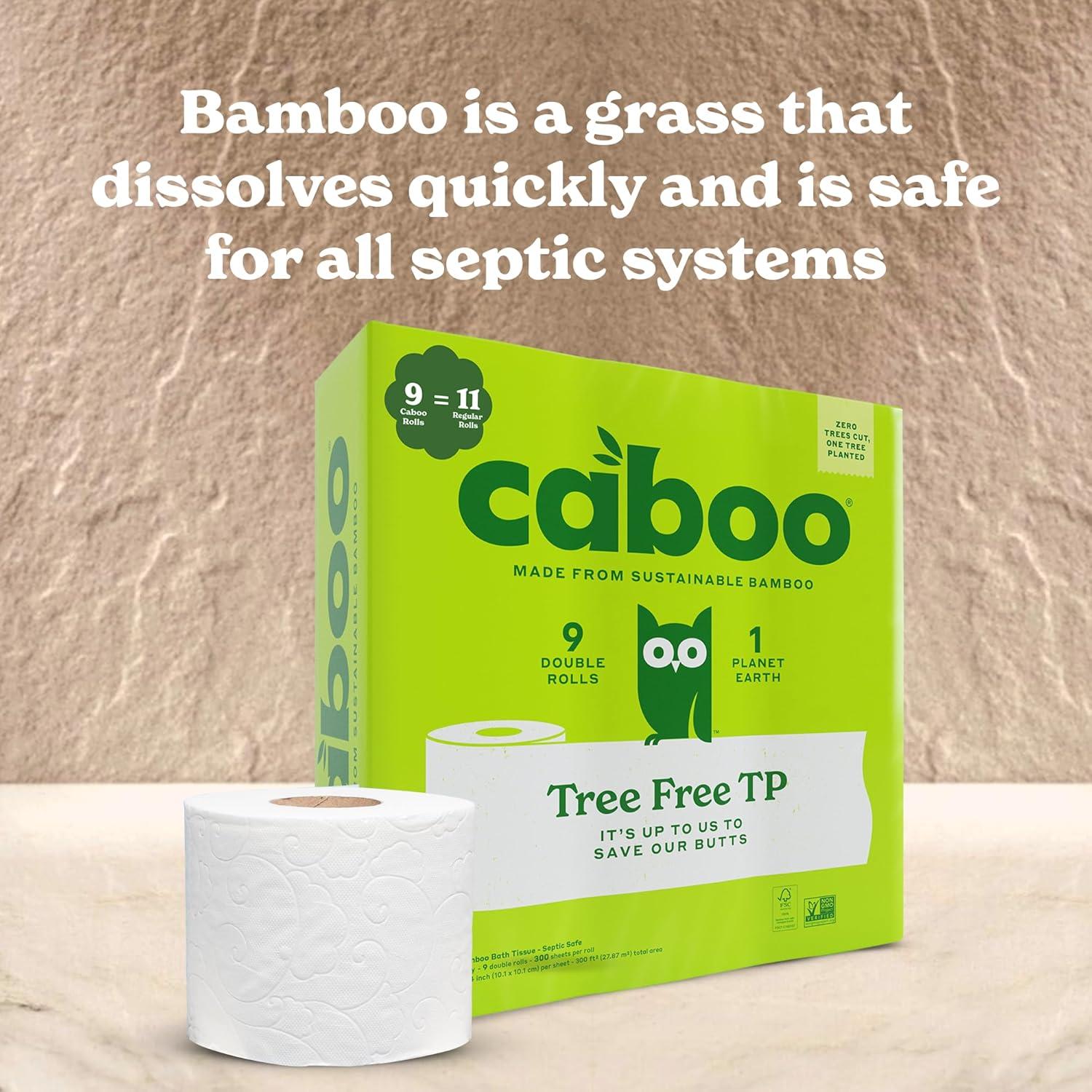 image:imageCaboo Tree Free Toilet Paper Septic Safe Eco Friendly Chemical Free Non Toxic 2 Ply Toilet Tissue Pack of 24 Double Rolls 300 Sheets Per Roll9 Count Pack of 1