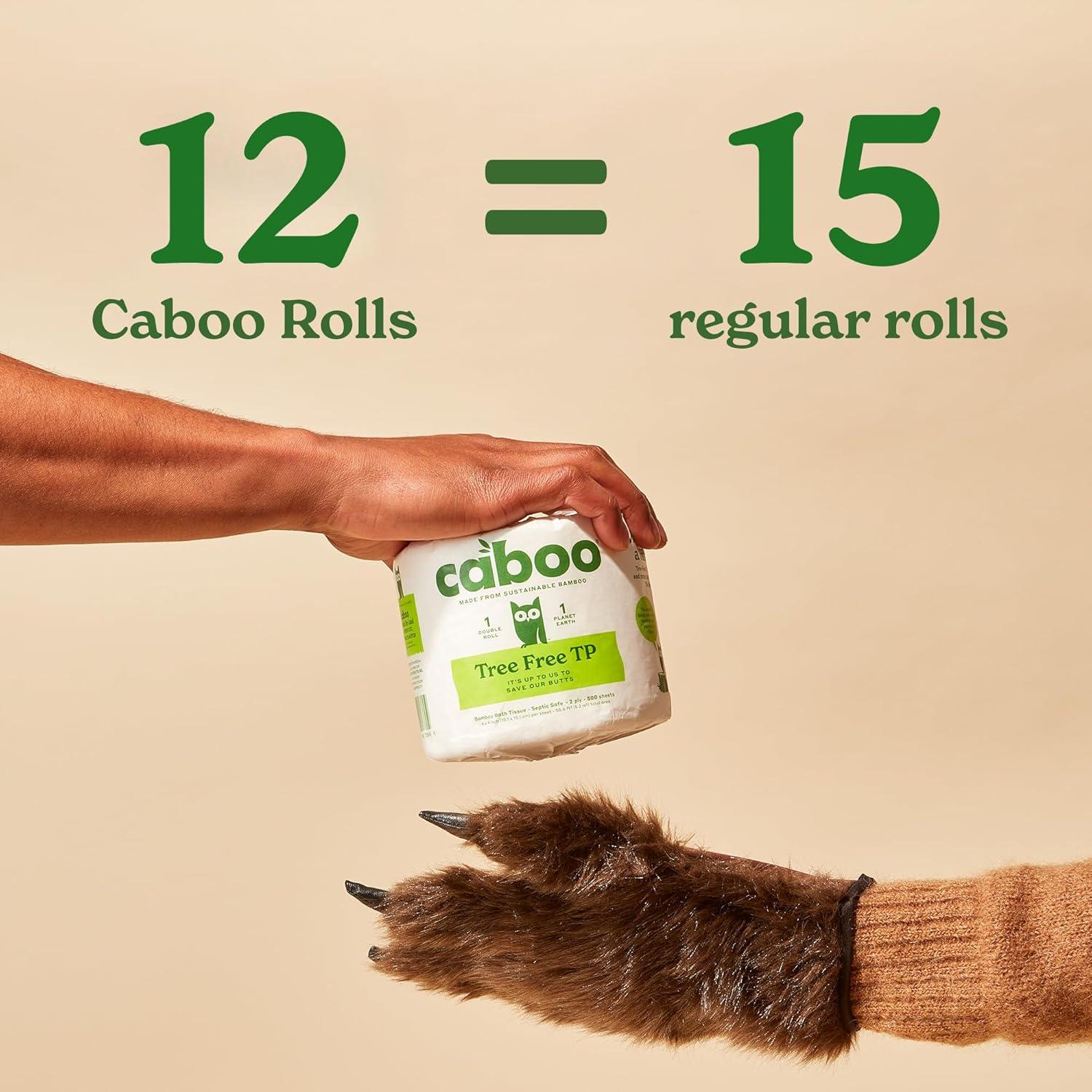 image:imageCaboo Tree Free Unbleached Toilet Paper Plastic Free Packaging Septic Safe Eco Friendly Chemical Free Non Toxic 2 Ply Toilet Tissue Pack of 12 Double Rolls 300 Sheets Per Roll
