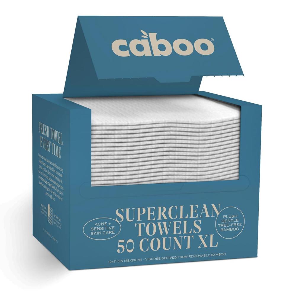 image:imageCaboo Tree Free Disposable Face Towels  50 Soft LintFree Towels  ExtraLarge 10x115  Gentle Alternative to Makeup Wipes amp Washcloths