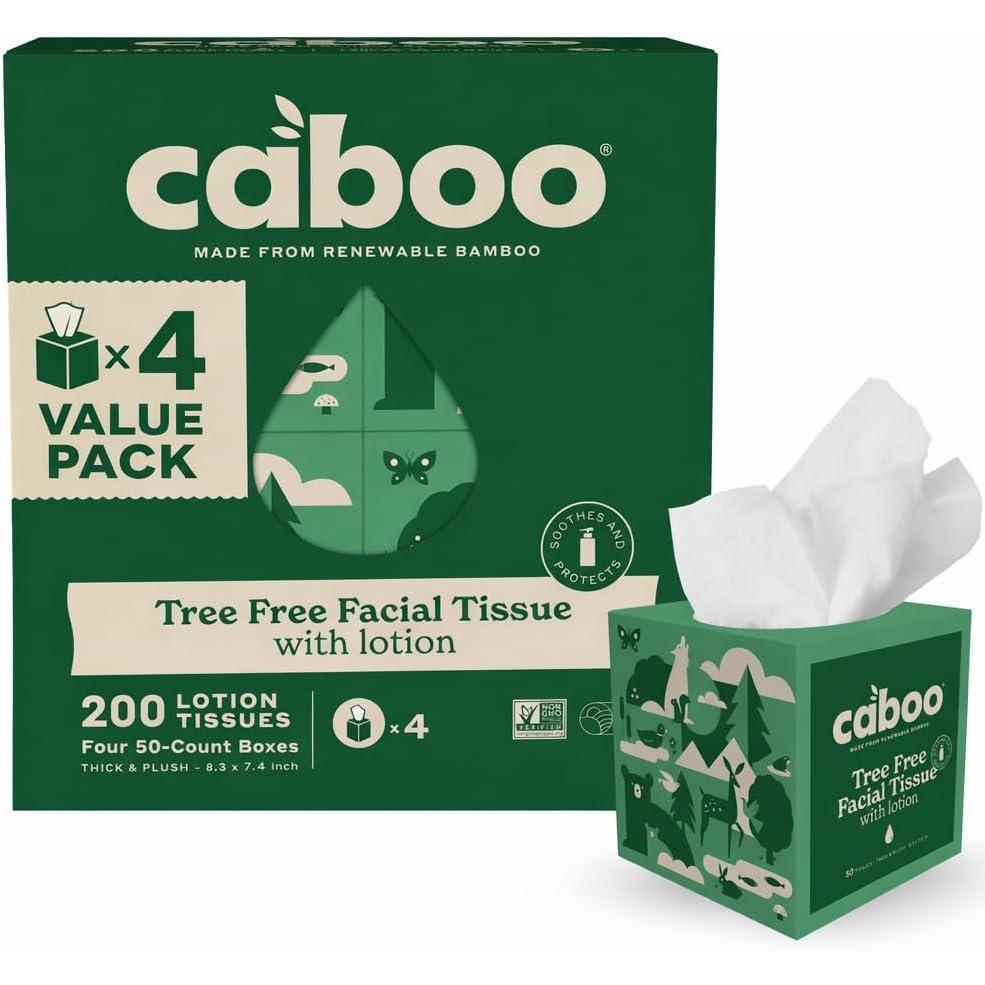 image:imageCaboo Tree Free Facial Tissue Paper Tissue Box with 60 Sheets Per Cube Total of 6 Cubes 360 Total Tissues4 Cube Boxes with Lotion