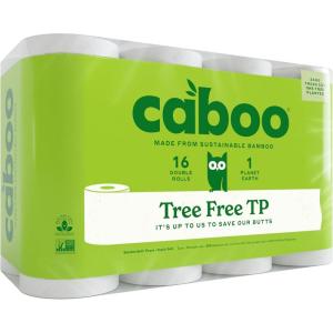 Caboo Tree Free Toilet Paper | Septic Safe, Eco Friendly, Chemical Free, Non Toxic | 2 Ply Toilet Tissue, Pack of 24 Double Rolls, 300 Sheets Per Roll(16 Count (Pack of 1))