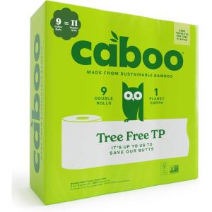 Caboo Tree Free Toilet Paper | Septic Safe, Eco Friendly, Chemical Free, Non Toxic | 2 Ply Toilet Tissue, Pack of 24 Double Rolls, 300 Sheets Per Roll(9 Count (Pack of 1))